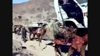 حمل ماشین با شتر در کوههای مرزی افغانستان!