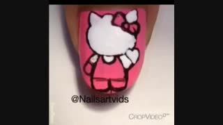 طراحی کیتی بر روی ناخن