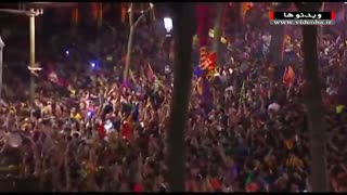 جشن و شادی هواداران بارسلونا در خیابان های شهر