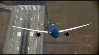 بلند شدن یک هواپیمای بوئینگ 787 از باند فرودگاه بصورت عمودی