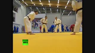 پوتین در حال تمرین جودو