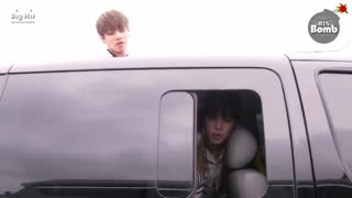 BANGTAN BOMB facial muscles exercise time in the car