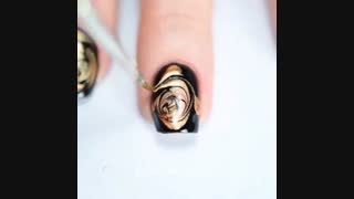 طراحی ناخن | مدل شیک گل رز برنزی