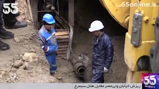 ریزش خیابان ولی‌عصر مقابل هتل سیمرغ