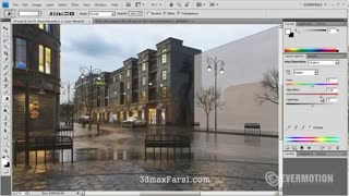دانلود رایگان آموزش پست پروداکشن معماری صحنه شب و بارانی
