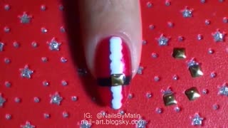 طراحی ناخن - پلیور پاپانوئل مناسب برای کریسمس Santa sweater nail art