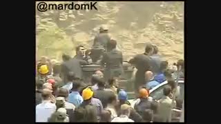 اعتراض شدید کارگرها و معدنچی های معدن یورت به حسن روحانی با مشد و لگد