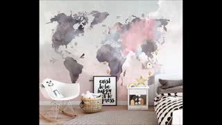 مدل کاغذ دیواری نقشه جهان در دکوراسیون داخلی