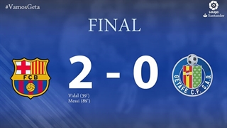 خلاصه دیدار بارسلونا 2_0 ختافه ( هفتۀ سی‌وهفتم لالیگای اسپانیا )